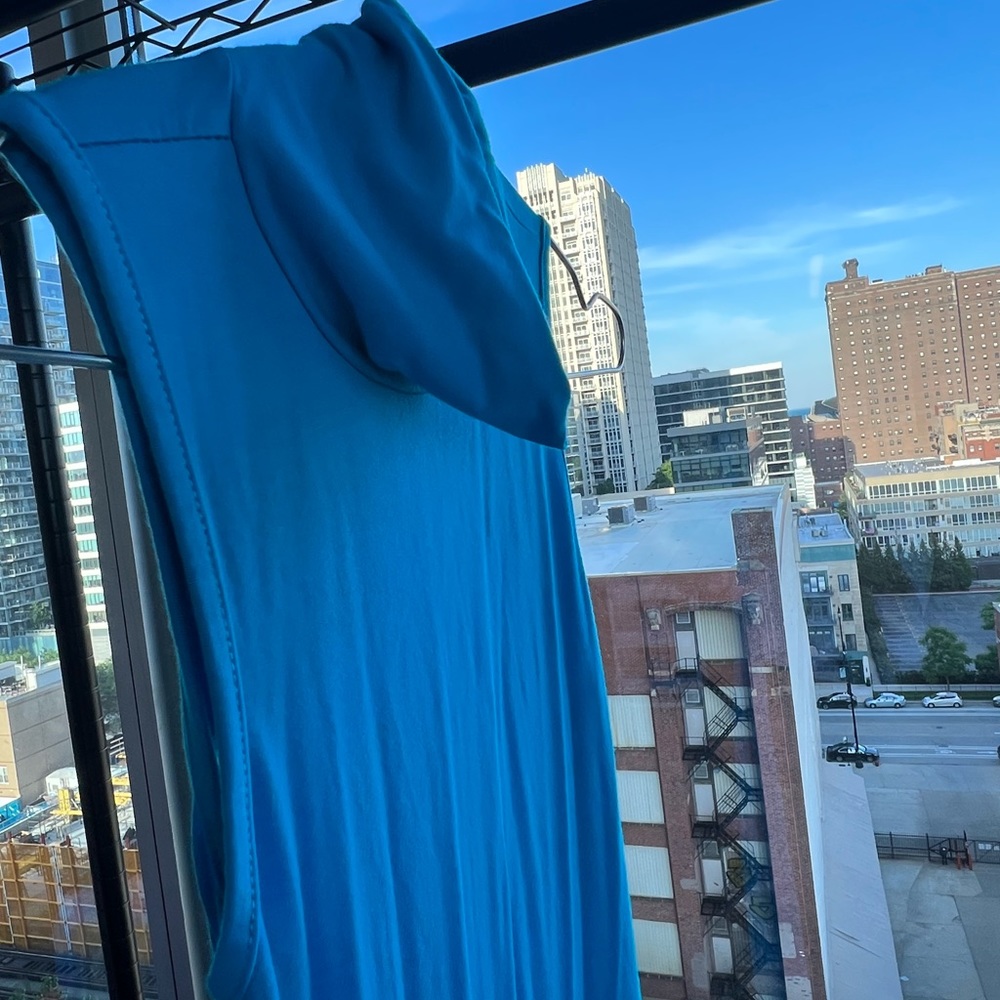 Blue backless sexy maxi dress